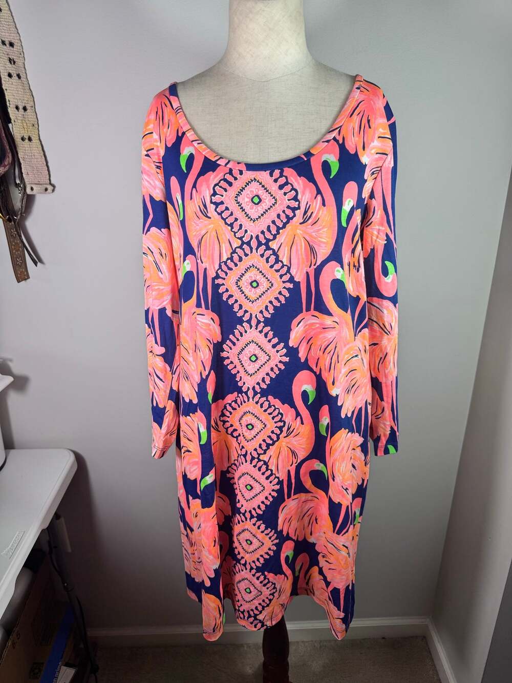 NWT Lilly Pulitzer Beacon Gimme Some Leg Shift Dress Size Large Flamingos